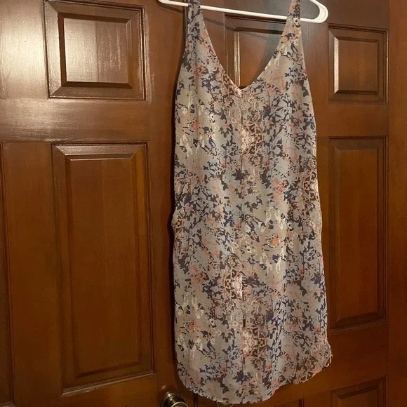 Cabi Fresco Shift Mini Slip Dress Women’s MEDIUM Purple Orange V-Neck - Picture 4 of 7